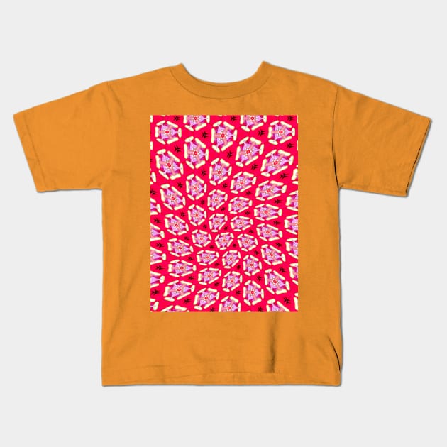 Red Passion Flower Pattern Kids T-Shirt by PatternFlower